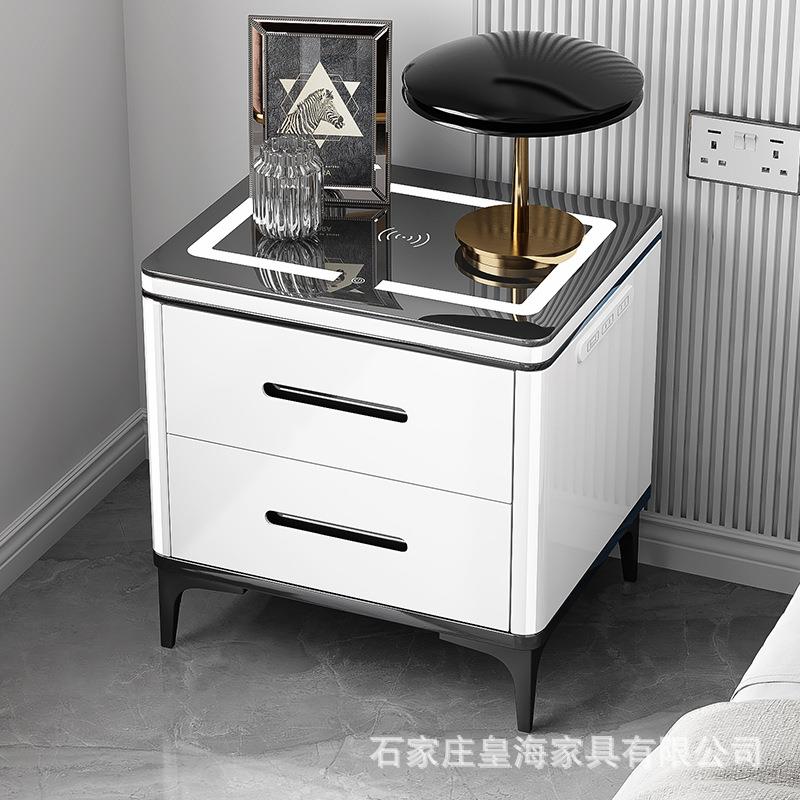 智能床头柜简约现代轻奢小型多功能无线充电床边柜网红收纳桌边柜