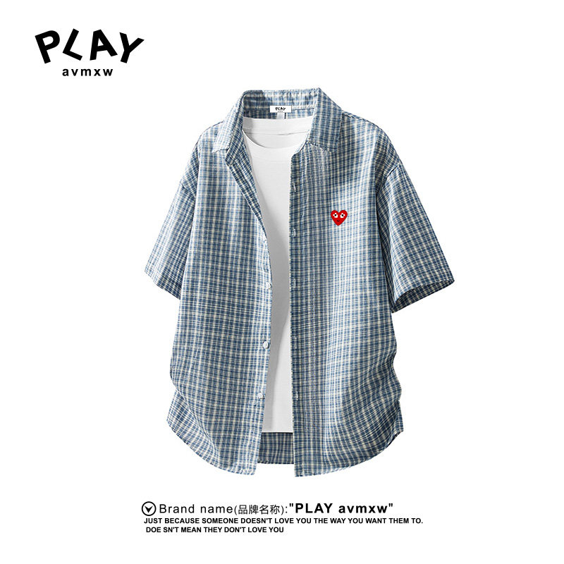 PLAYAVMXW夏季格纹宽松衬衫