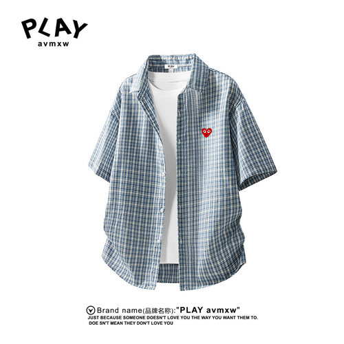PLAYAVMXW夏季格纹宽松衬衫
