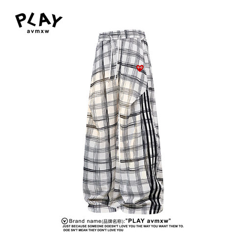 PLAYAVMXW美式格子阔腿休闲裤