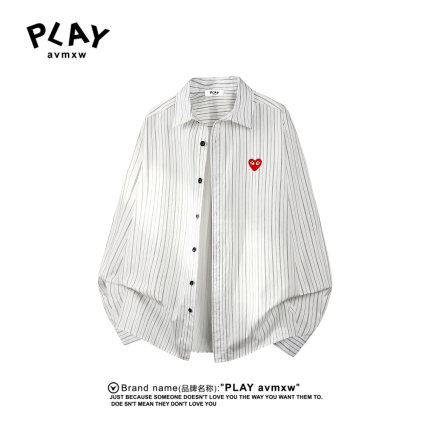 PLAY AVMXW 官方衬衫春秋季翻领男女款休闲潮流百搭条纹长袖衬衣