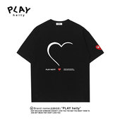 PLAY 潮牌宽松上衣 T恤男女字母印花爱心刺绣夏时尚 HEITY 官方短袖