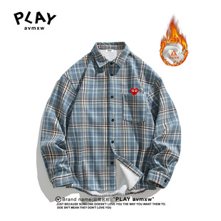 新款 官方衬衫 男士 长袖 休闲宽松纯棉潮流外套 PLAY 格子衬衫 AVMXW