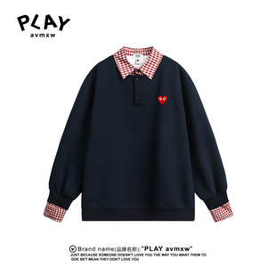 新款 官方卫衣秋冬季 情侣款 时尚 领上衣 PLAY 休闲假两件衬衫 AVMXW