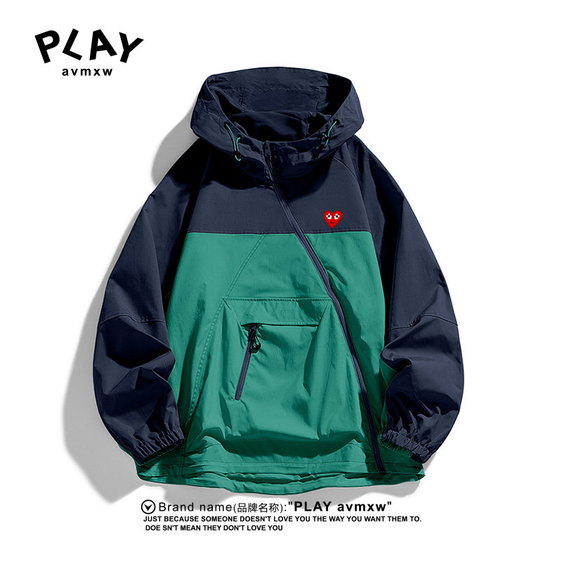 PLAY AVMXW 官方开衫连帽夹克秋冬季新款男女同款潮牌撞色冲锋衣