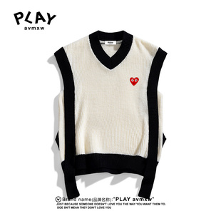 AVMXW 情侣同款 官方针织衫 新款 潮牌拼色飘带背心毛衣 秋冬季 PLAY