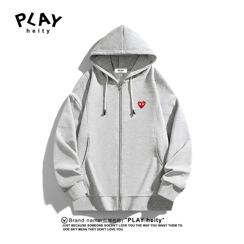 PLAY HEITY 官方开衫连帽卫衣男休闲大码清新外套秋季宽松拉链衫