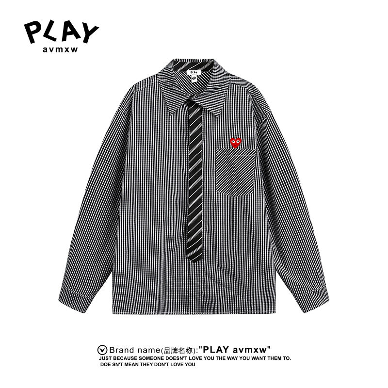 PLAYAVMXW休闲条纹可拆领带衫衣