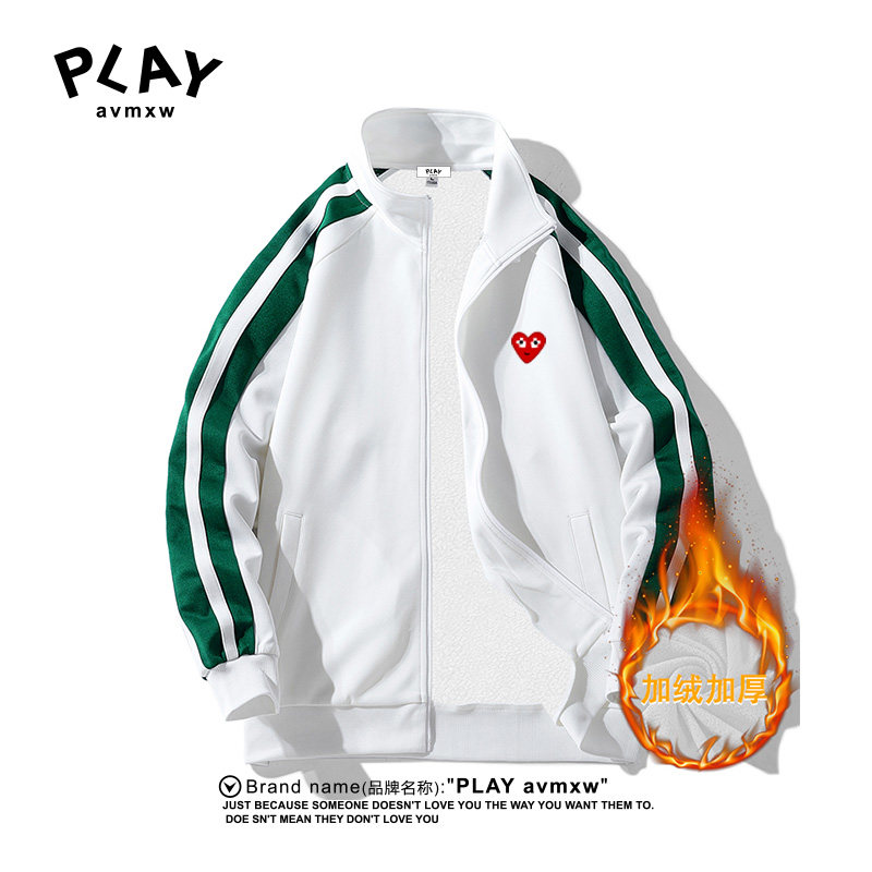 PLAY AVMXW 官方开衫卫衣秋冬季新款男女同款加绒潮牌棒球服上衣