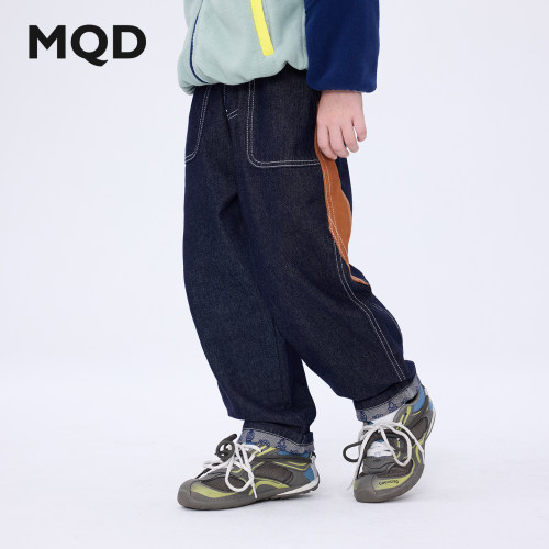 MQD男童软牛仔宽松直筒长裤