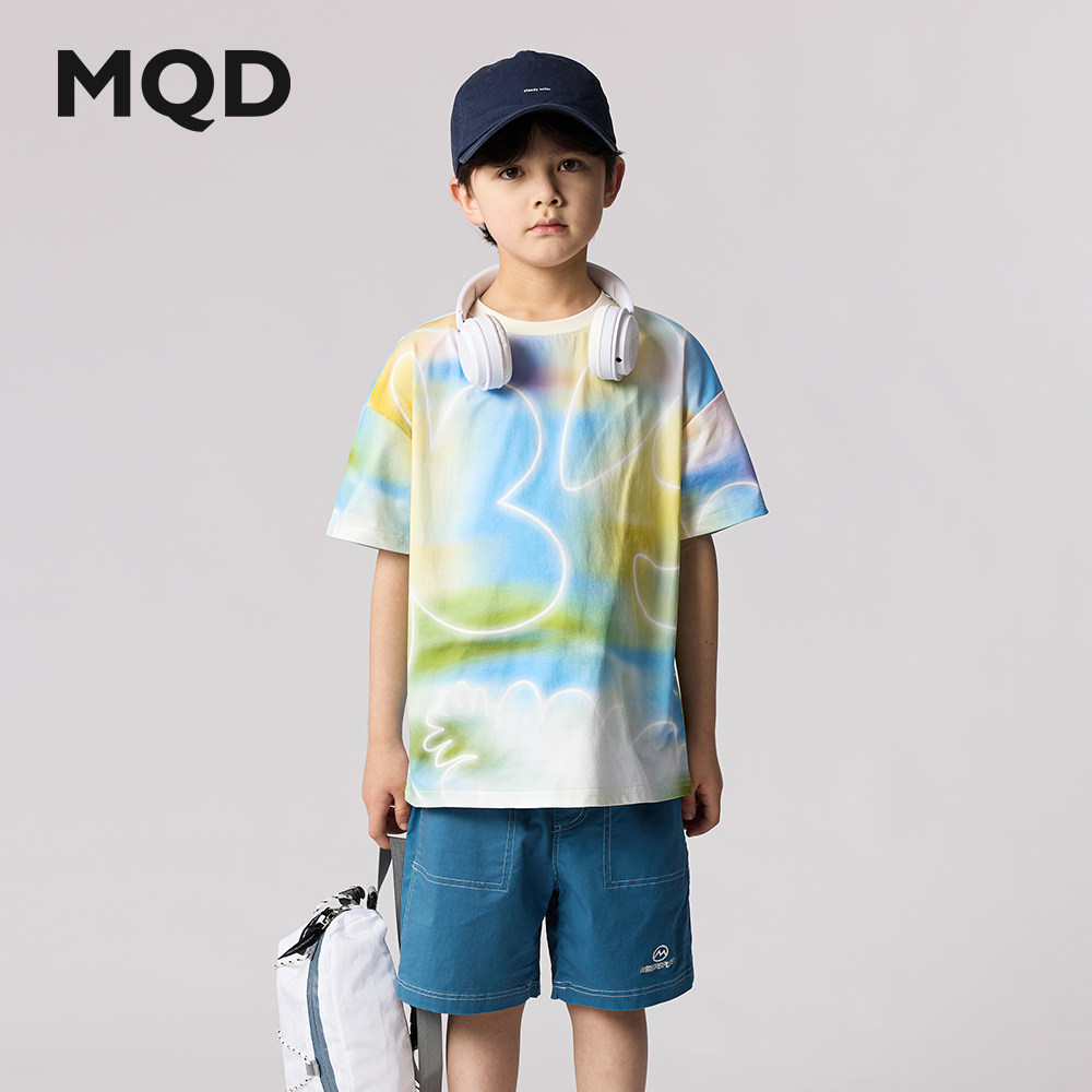 【吸湿速干】MQD童装男大童夏款花色多巴胺休闲儿童短袖宽松T恤,童装/婴儿装/亲子装,T恤,淘宝优惠券,粉丝福利购,淘宝优惠卷