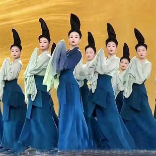 只此青绿出租舞蹈服明星同款千里江山图中国风古典水袖舞剧表演