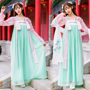 女生汉服出租古装齐胸襦裙日常汉服襦裙春古装仙女飘逸清新淡雅款