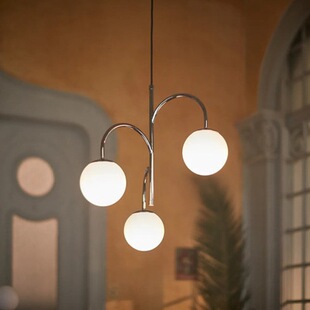 北欧法式 轻奢卧室餐厅吊灯主卧房间魔豆衣帽间书房异形灯铬色