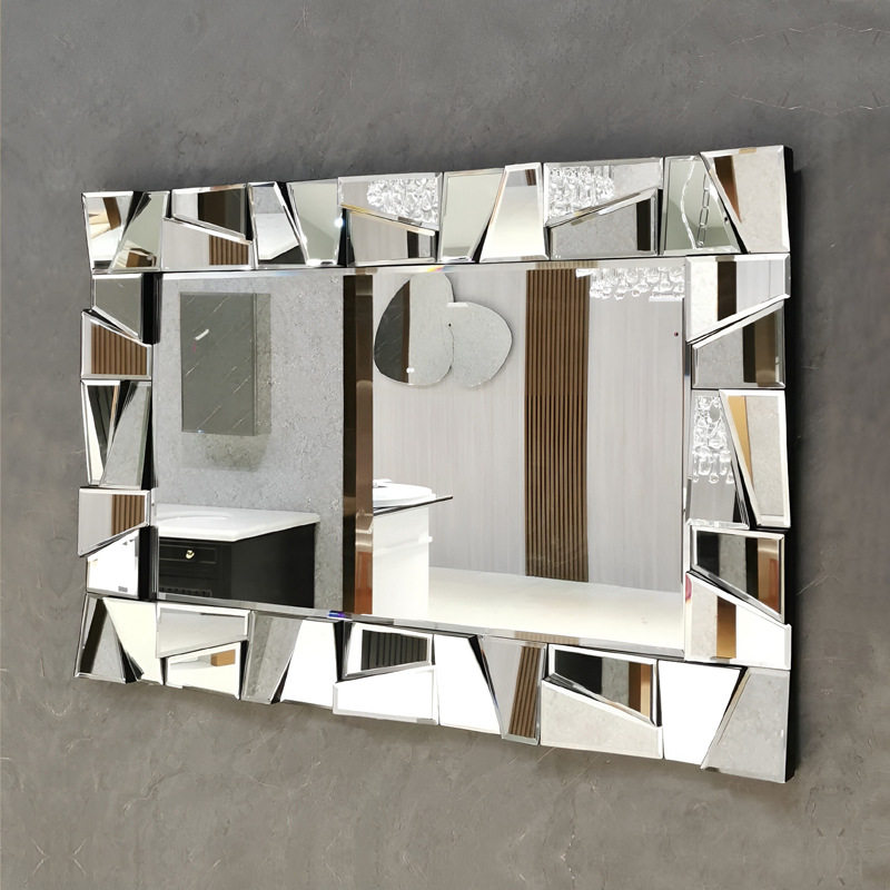 北欧式立体挂镜装饰镜玄关镜浴室镜时尚镜子化妆镜落地穿衣镜2189
