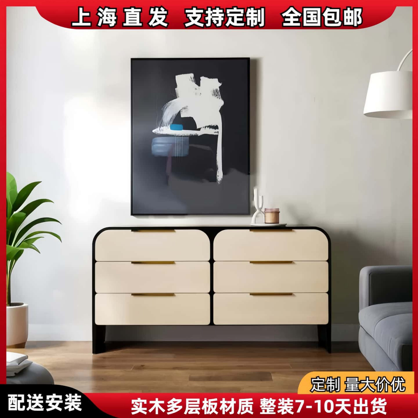意式轻奢烤漆床头柜实木卧室抽屉柜现代简约收纳储物柜二斗柜包邮