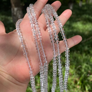 5A级天然透亮6x4mm白水晶隔片水晶散珠车轮珠半成品 diy饰品配饰