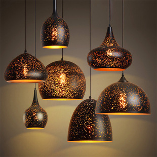 美式乡村工业风复古铁艺吊灯咖啡厅吧台单头酒吧餐厅锈蚀锅盖灯具