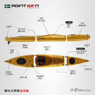Point65 Mercury 拼接皮划艇独木舟单人双人多人可拆分海洋舟