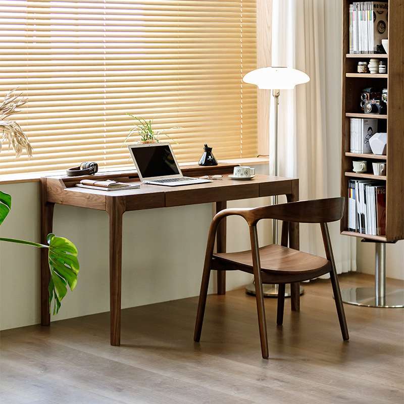北美黑胡桃木实木电脑桌现代简约樱桃木原木多功能书房写字桌书桌