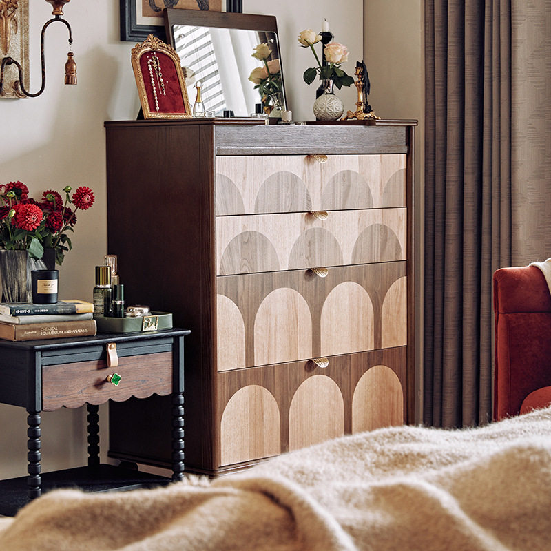 法美意式玄关餐边柜实木南洋中复古风入户客厅民宿酒饭店储物柜子