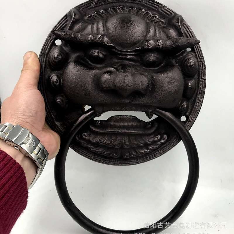 铸铁兽头拉手仿古大门配件狮子头提手虎头古建木门门环铺首古风