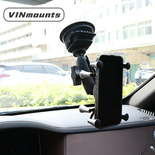 防抖拓展越野车载X型手机支架25mm球头管夹式前挡吸盘式X手机夹