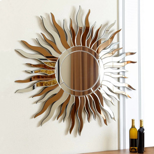 镜子化妆镜2003 饰镜玄关镜浴室镜时尚 欧式 轻奢太阳装