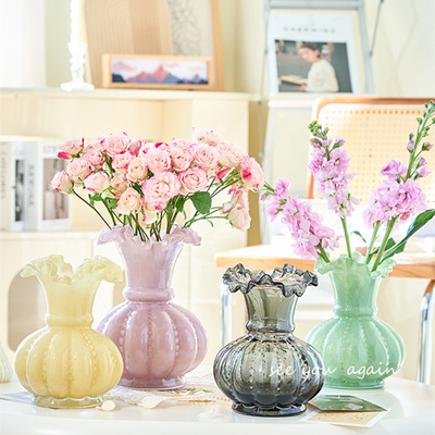 网红中古花瓶摆件高级感琉璃芬顿花器客厅插花鲜花餐桌居家装饰品