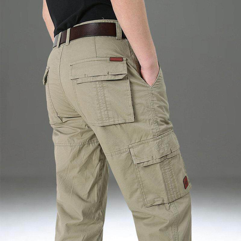 裤子男春夏薄款直筒多口袋休闲 裤男装长裤子宽松大尺码纯棉工装