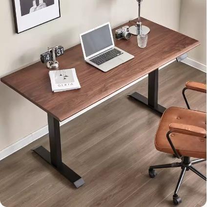 北美黑胡桃木实木电动升降书桌书房办公桌樱桃木写字工作台纯实木