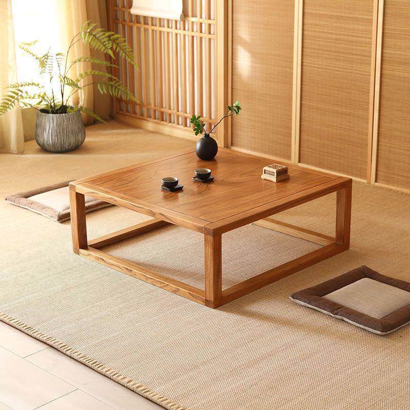 榆木飘窗小茶几实木炕桌日式榻榻米茶几矮桌子方桌简约茶桌地娜幽