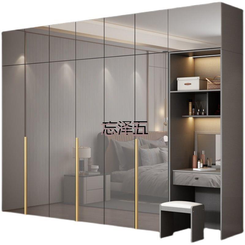 PCGS轻奢衣柜家用卧室现代简约UV亮光烤漆衣柜带梳妆台一体组合大