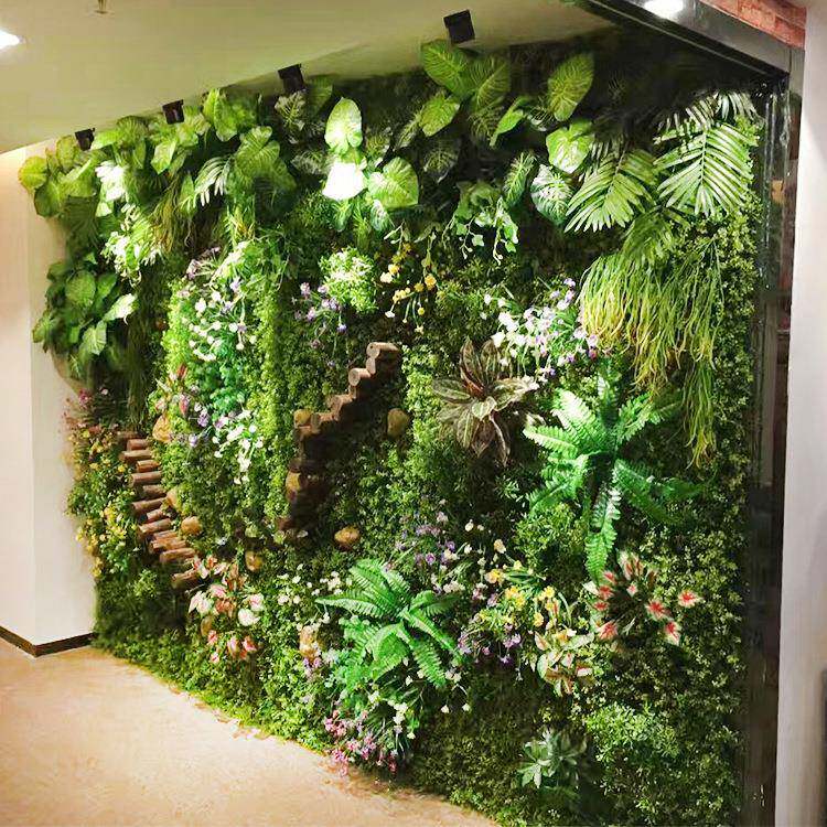 仿真植物墙绿植墙塑料假花草皮墙面装饰绿色草坪上墙背景墙形象墙