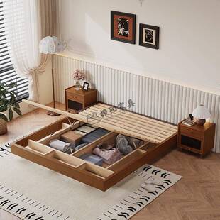 全实木床榻榻米悬浮箱体床无床头气压储物收纳小户型地台床软靠床