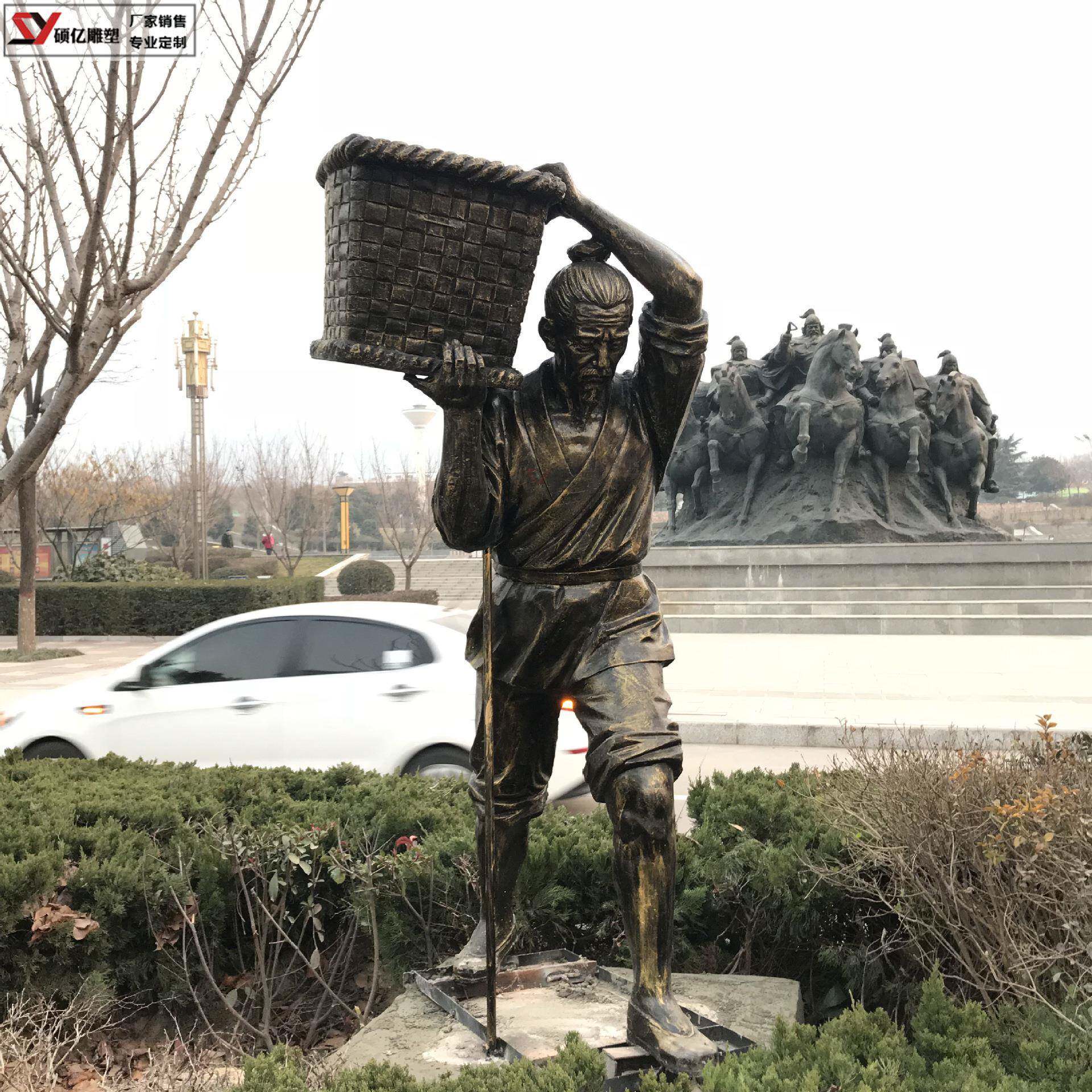 玻璃钢仿铜色人物雕塑新农村乡村文化情怀摆件民俗文化小品