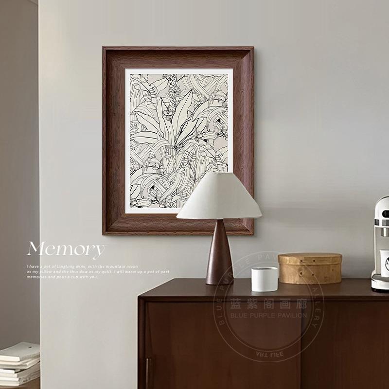 《花境》中古风客厅装饰画艺术花卉卧室床头挂画美式复古黑白壁画