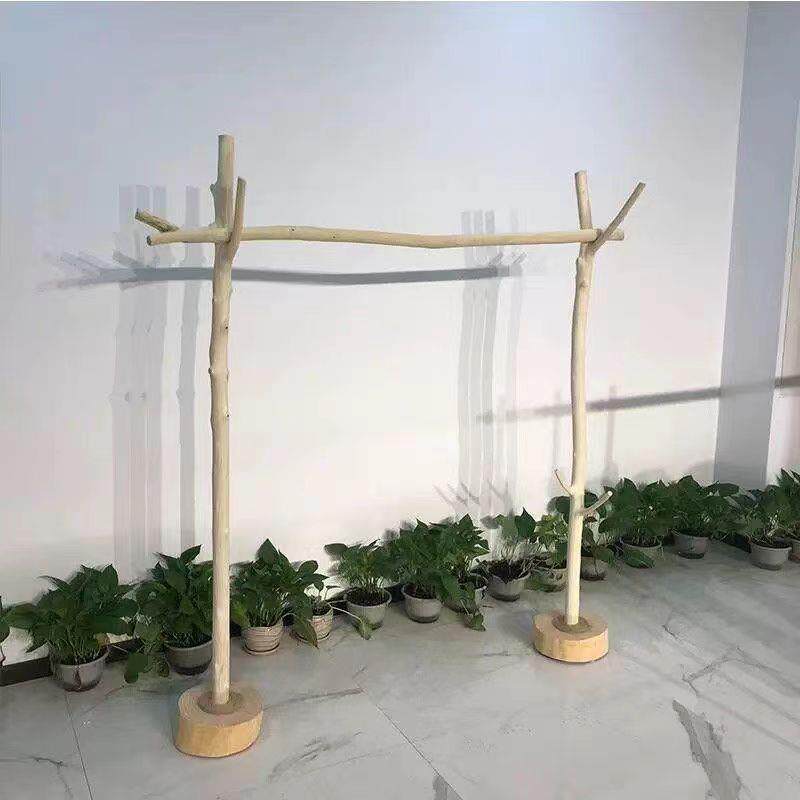 复古风木质衣架落地式家用服装店挂衣架天然树干实木衣帽架展示架
