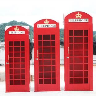 供应复古电话亭摆件橱窗道具收纳铁艺金属工艺品现货定制