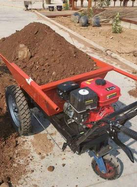 手推汽油拉土翻斗车农用拉货搬运车工地灰斗车