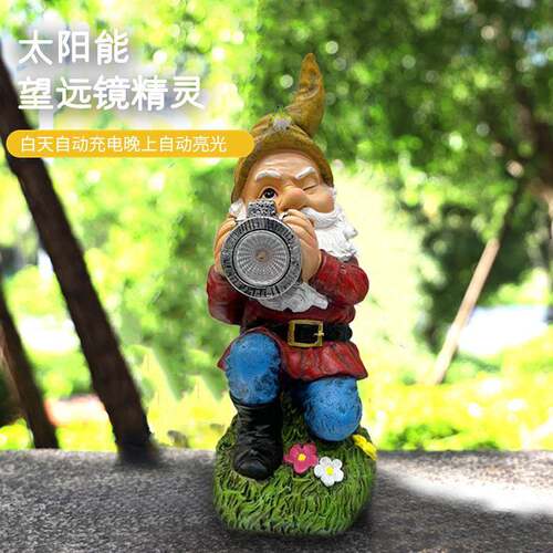 太阳能树脂感应灯精灵树脂庭院发光装饰品户外花园摆件景观灯
