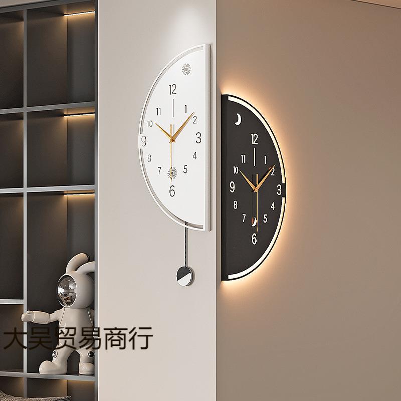 新款现代简约客厅拐角双面挂钟家用摇摆转角时钟钟表挂墙挂表
