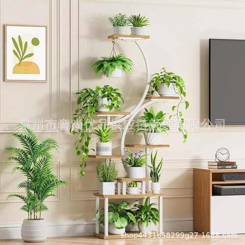 花架带种植灯室内植物h架多层阳台植物架客厅花架S形家庭置物