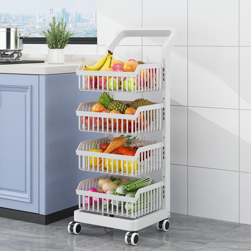 厨房置物架落地式多层水果蔬菜篮子收纳架家用多功能小推车收纳筐
