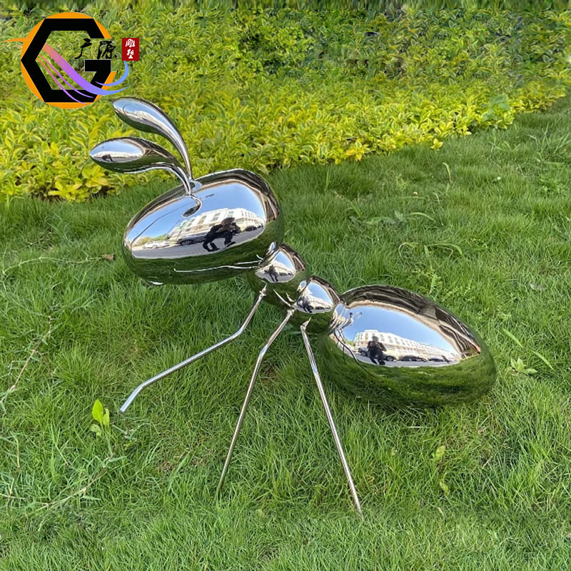 户外不锈钢镜面蚂蚁雕塑园林景观小区草坪仿真昆虫铁艺装饰品摆件
