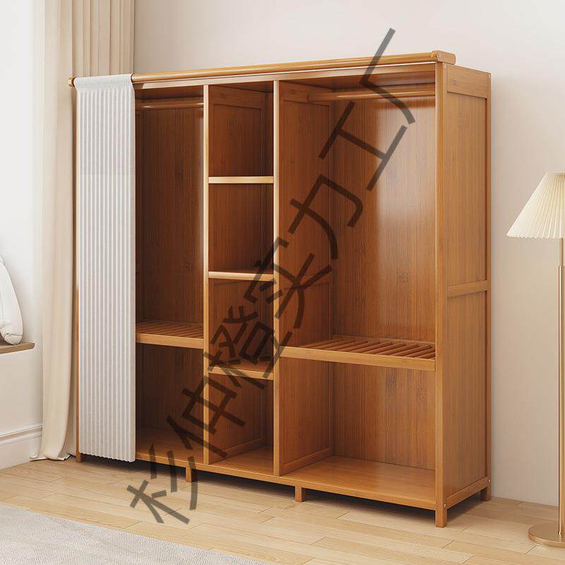 简易实木衣柜出租房卧室防尘衣橱家用经济型多层衣物收纳置物架子
