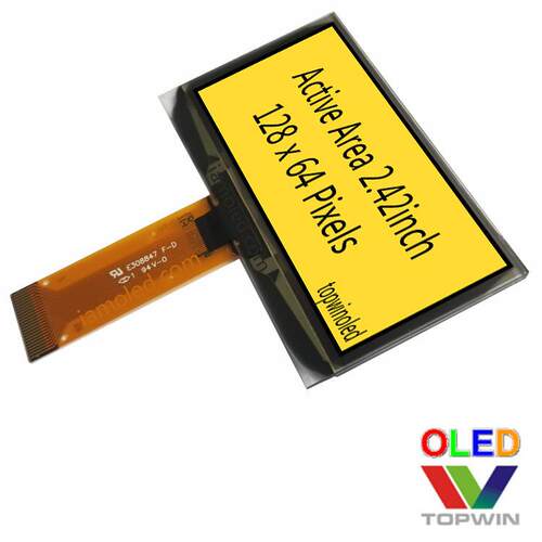 2.42寸oled液晶屏2.4英寸黄光ug-2864asypg01接插ssd1309黄色