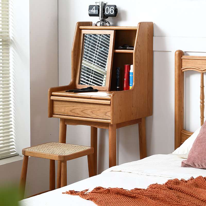 爱莎梳妆台北欧实木小户型化妆桌现代简约卧室收纳柜化妆台