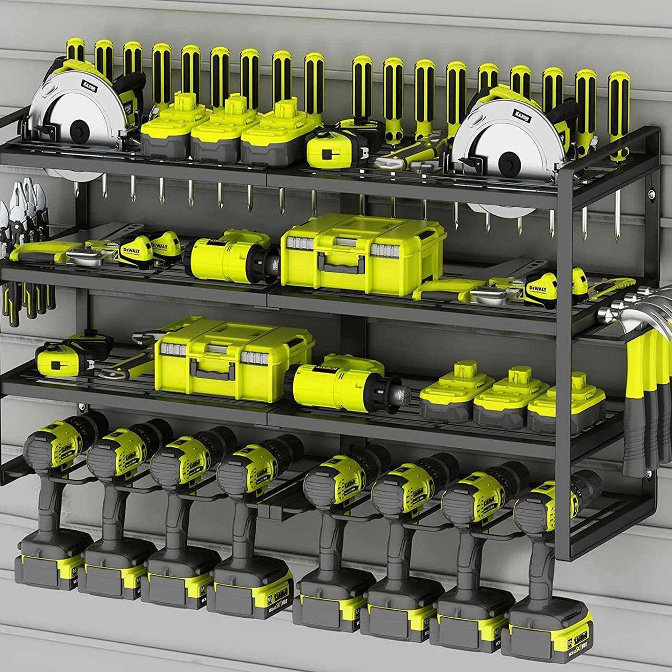 电动工具收纳盒壁挂式金属电动工具储物架车库工具收纳器锤子钳子