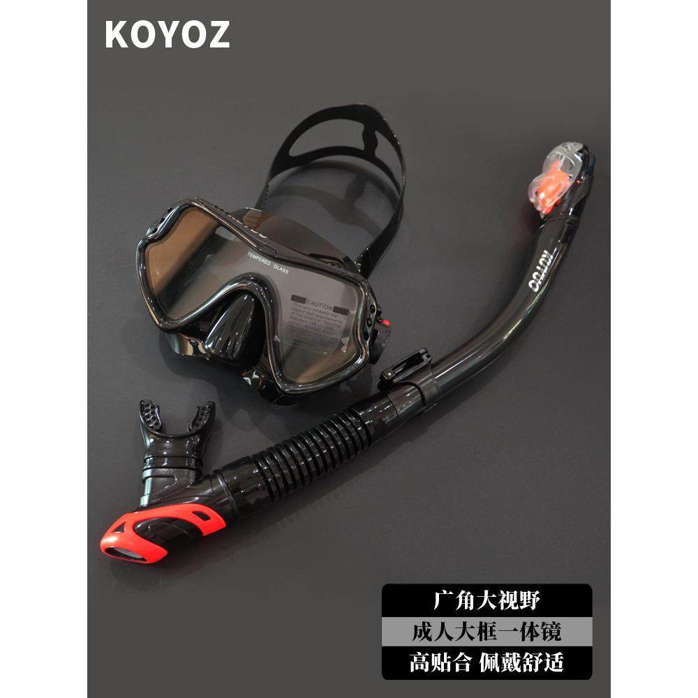 宇天浮潜套装潜水镜全干式呼吸管防雾近视面罩护鼻水肺游潜水装备